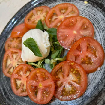 Caprese con burrata di Bufala e basilico