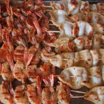 Cuttlefish and grilled prawns